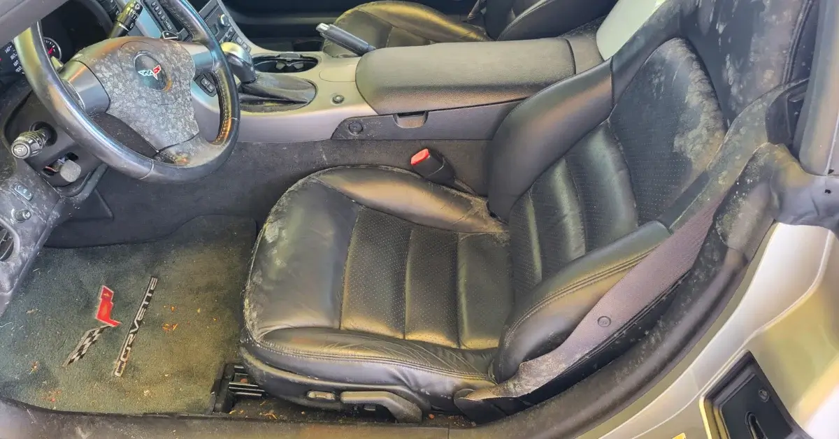 Moonbow Auto Spa Before Sample _ Corvette Interior Driver's Seat